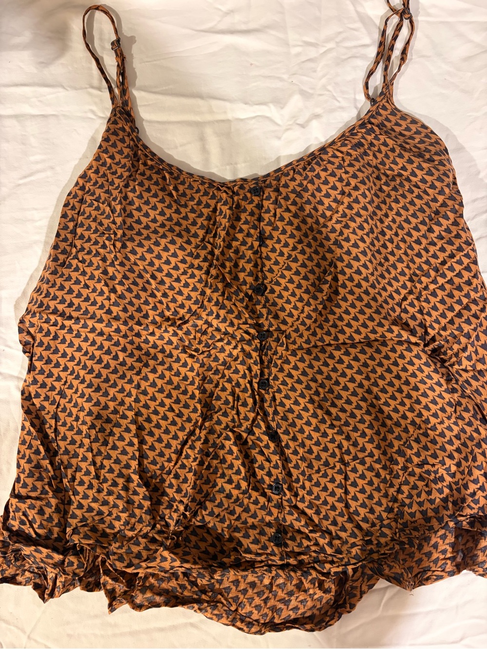 Printed Button-Front Cami